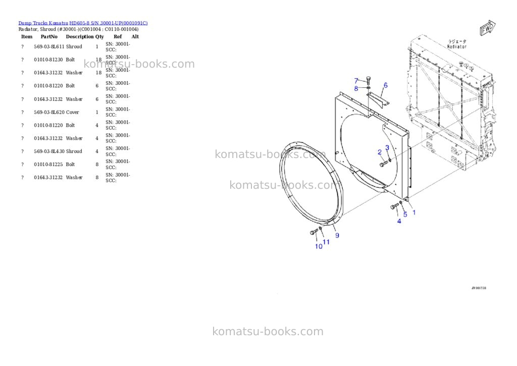 Komatsu hd605-8 s/n 30001-up Parts catalog cover Page 7