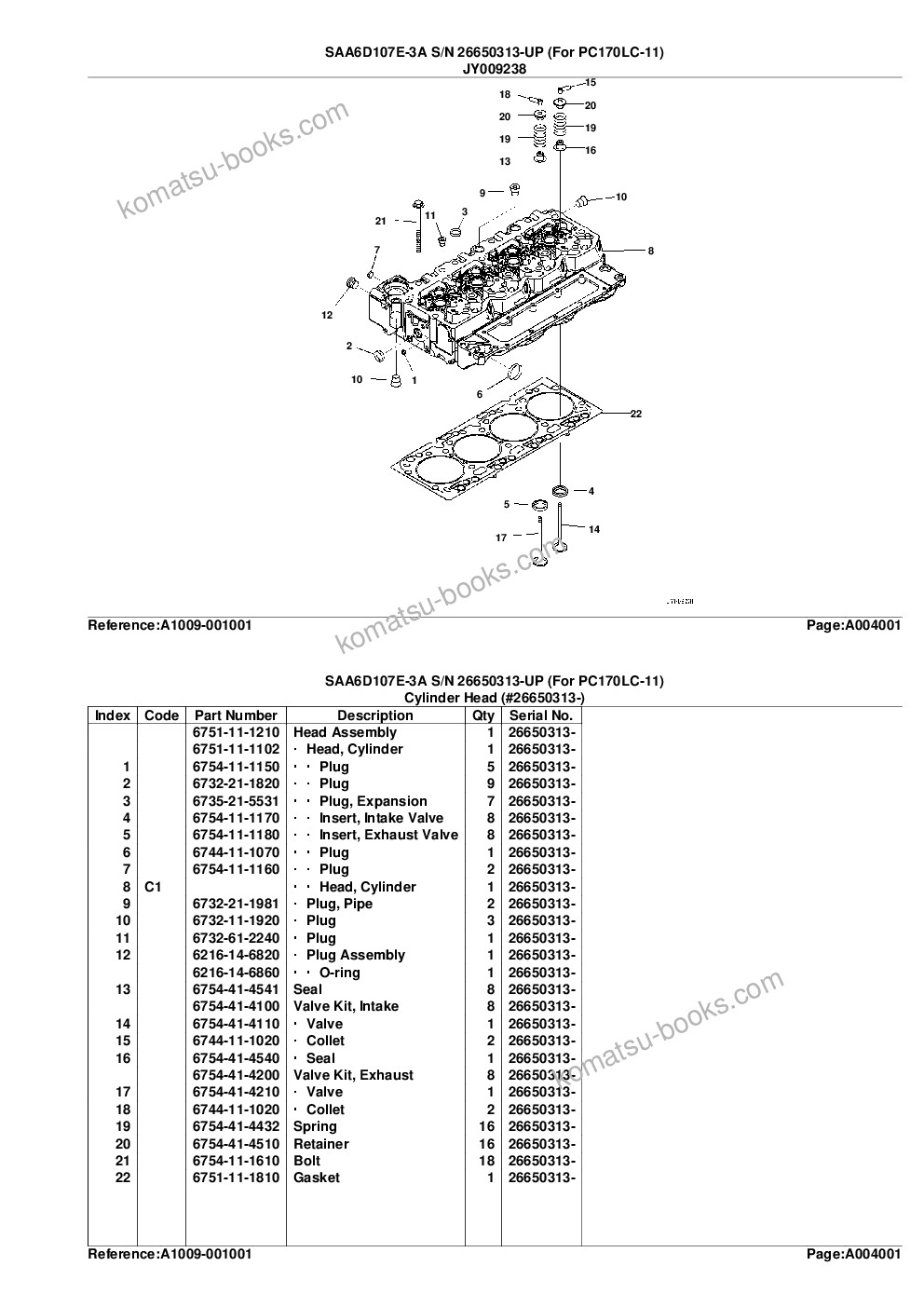 Komatsu saa4d107e-3a s/n 26650313-up for pc170lc-11 Parts catalog cover Page 10