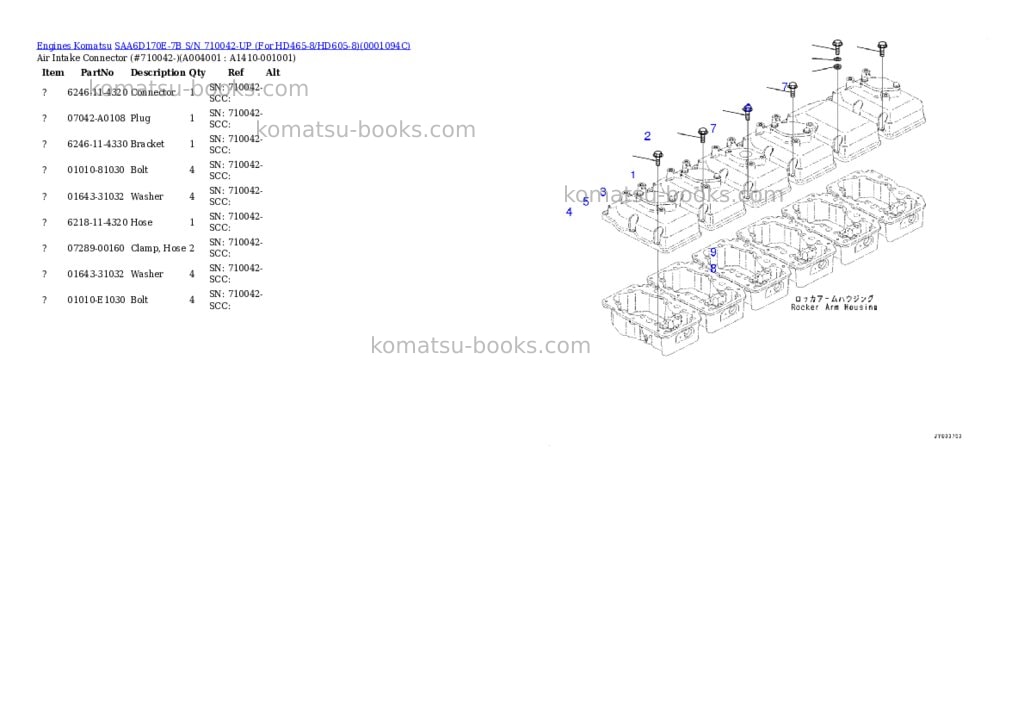 Komatsu saa6d170e-7b s/n 710042-up for hd465-8/hd605-8 Parts catalog cover Page 5 Komatsu saa6d170e-7b s/n 710042-up for hd465-8/hd605-8 Parts catalog cover Page 5