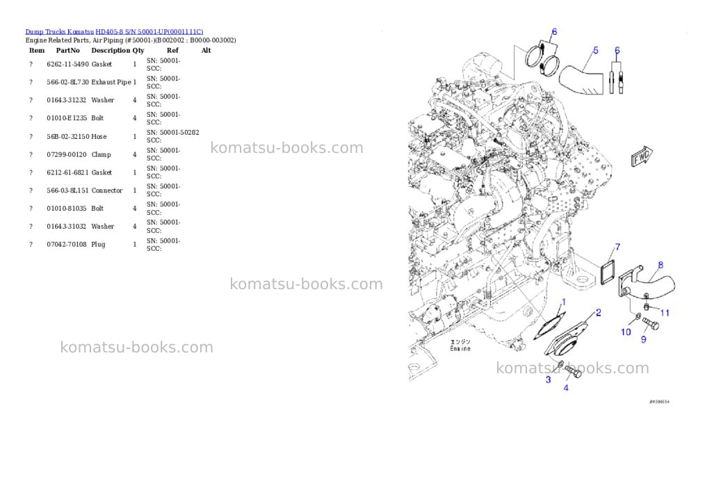 Komatsu hd405-8 s/n 50001-up Parts catalog cover Page 6