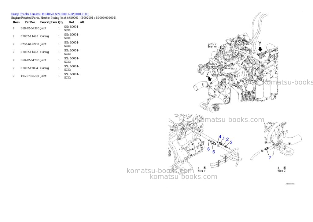 Komatsu hd405-8 s/n 50001-up Parts catalog cover Page 8