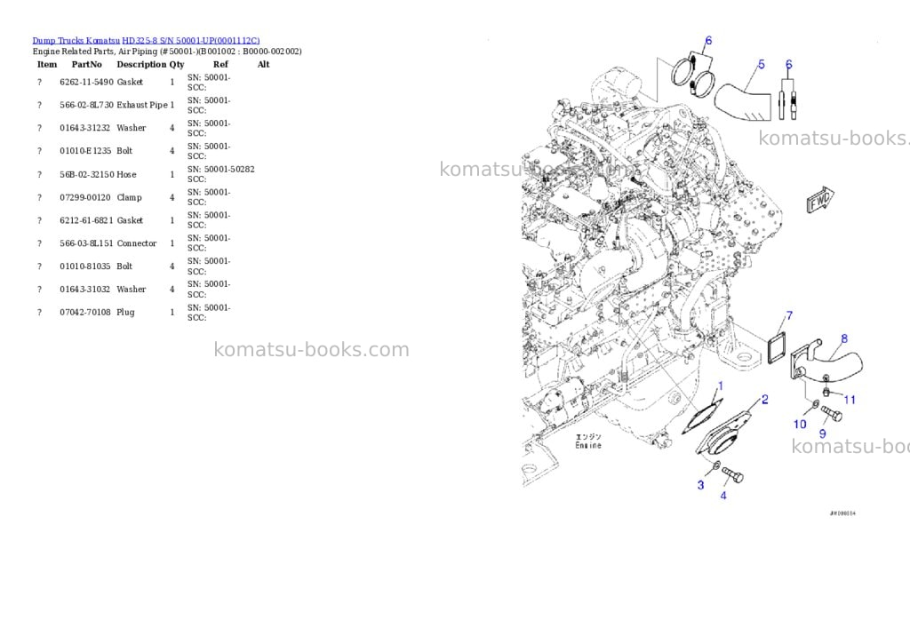 Komatsu hd325-8 s/n 50001-up Parts catalog cover Komatsu hd325-8 s/n 50001-up Parts catalog cover