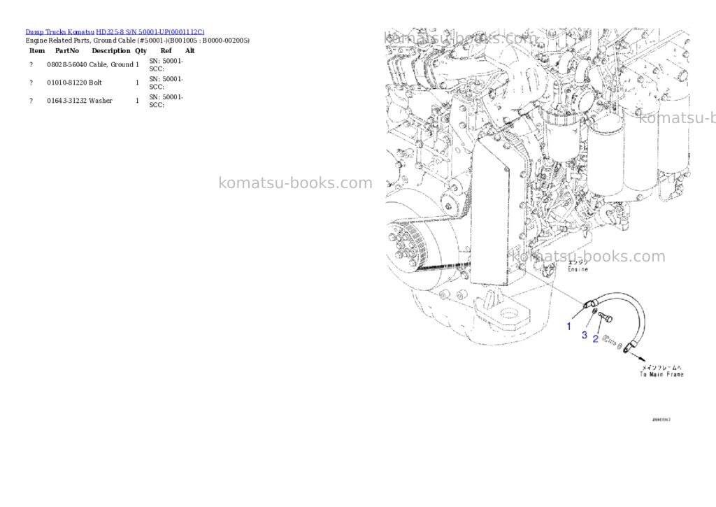 Komatsu hd325-8 s/n 50001-up Parts catalog cover Page 4 Komatsu hd325-8 s/n 50001-up Parts catalog cover Page 4