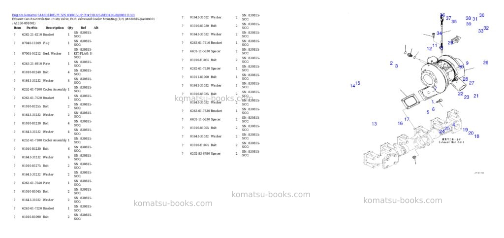 Komatsu saa6d140e-7e s/n 830815-up for hd325-8/hd405-8 Parts catalog cover Page 10