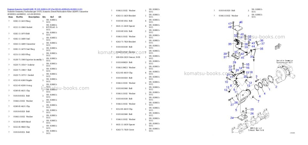 Komatsu saa6d140e-7e s/n 830815-up for hd325-8/hd405-8 Parts catalog cover Page 7