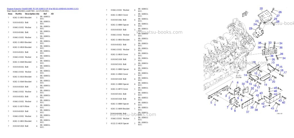 Komatsu saa6d140e-7e s/n 830815-up for hd325-8/hd405-8 Parts catalog cover Page 9