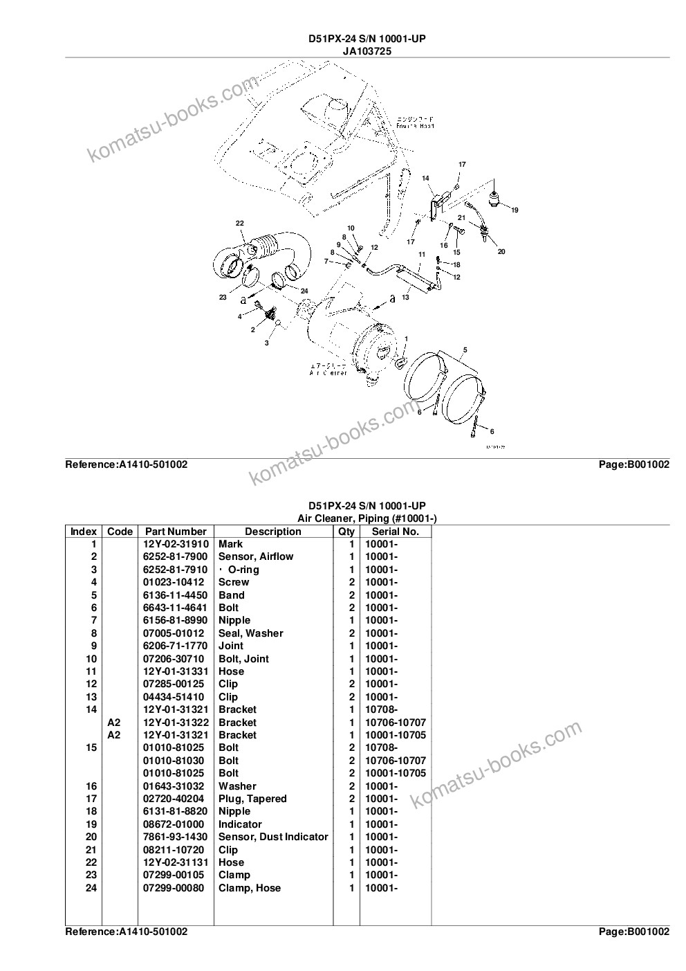 Komatsu d51px-24 s/n 10001-up Parts catalog cover Page 5