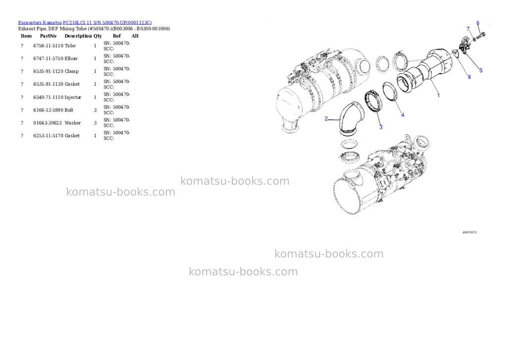 Komatsu PC210LCI-11 S/N 500470-UP Parts catalog cover Page 10