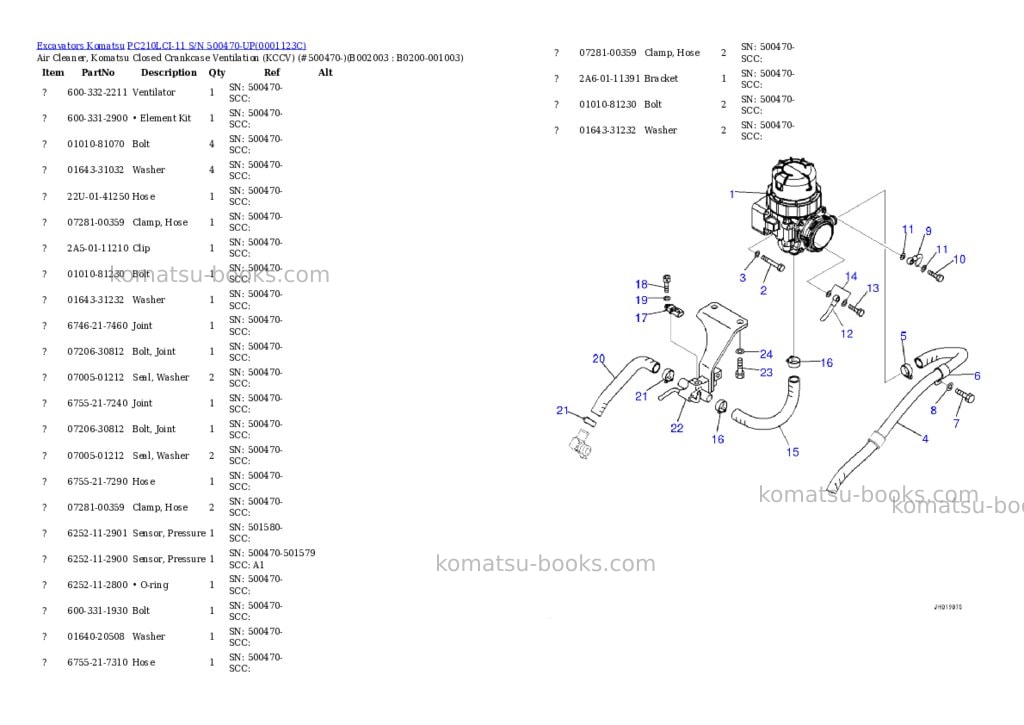 Komatsu PC210LCI-11 S/N 500470-UP Parts catalog cover Page 3
