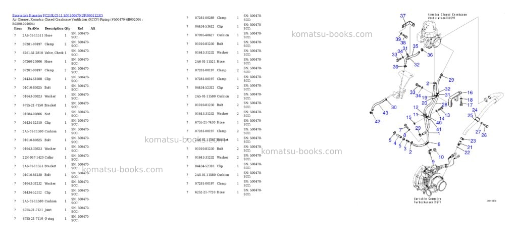 Komatsu PC210LCI-11 S/N 500470-UP Parts catalog cover Page 4