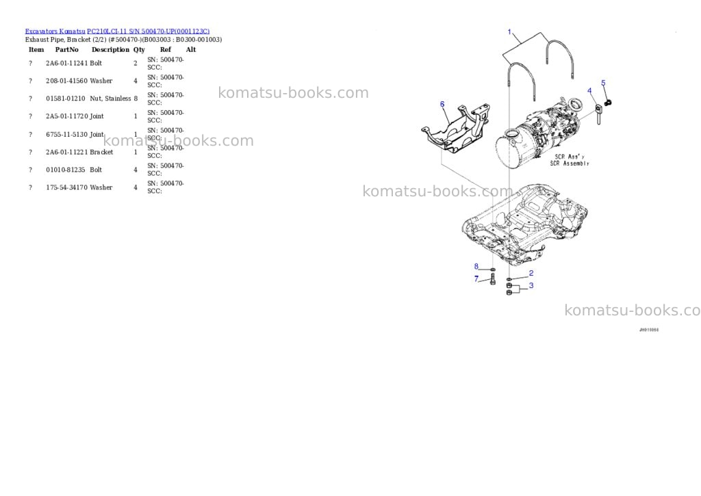 Komatsu PC210LCI-11 S/N 500470-UP Parts catalog cover Page 7