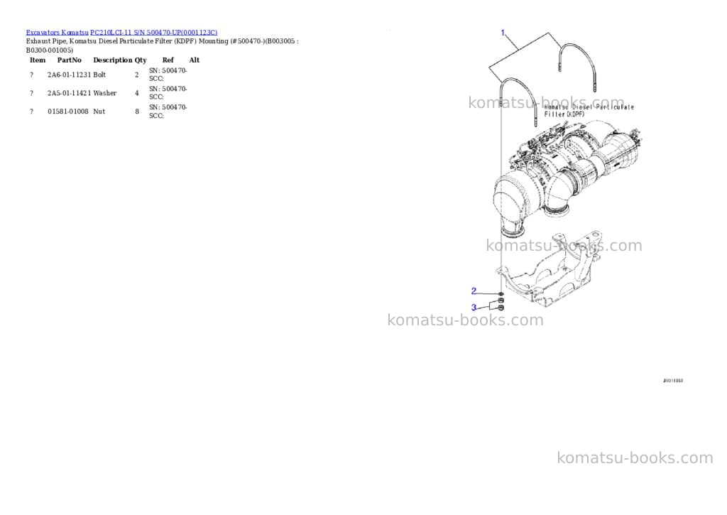 Komatsu PC210LCI-11 S/N 500470-UP Parts catalog cover Page 9