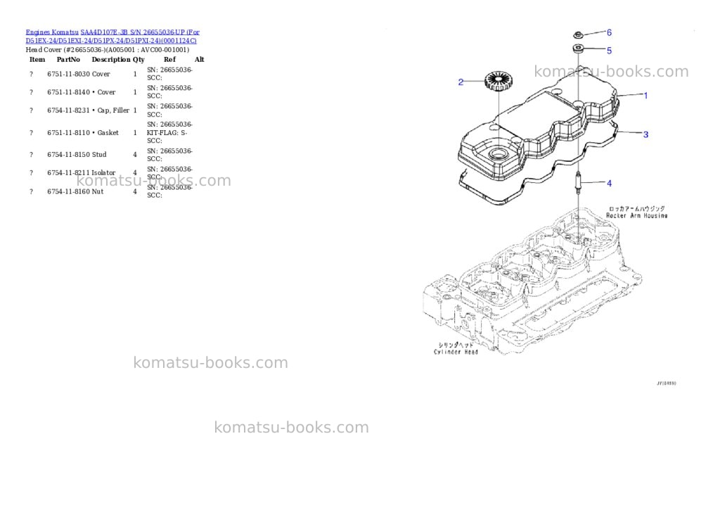 Komatsu saa4d107e-3b s/n 26655036-up for d51ex-24/d51exi-24/d51px-24/d51pxi-24 Parts catalog cover Page 4 Komatsu saa4d107e-3b s/n 26655036-up for d51ex-24/d51exi-24/d51px-24/d51pxi-24 Parts catalog cover Page 4