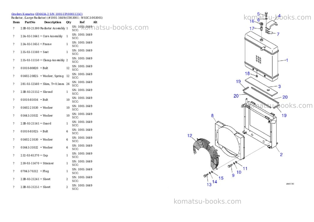 Komatsu gd663a-2 s/n 1001-up battery disconnect switch Parts catalog cover Page 11