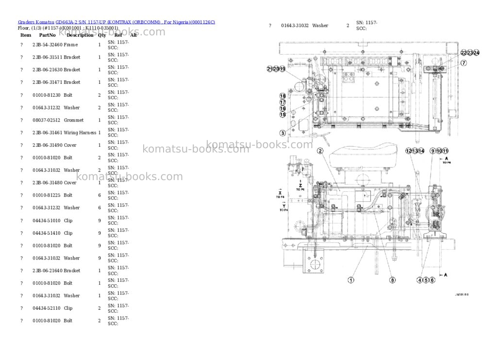 Komatsu gd663a-2 s/n 1157-up komtrax orbcomm , for nigeria Parts catalog cover Komatsu gd663a-2 s/n 1157-up komtrax orbcomm , for nigeria Parts catalog cover