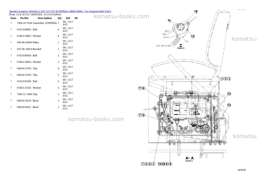 Komatsu gd663a-2 s/n 1157-up komtrax orbcomm , for nigeria Parts catalog cover Page 3 Komatsu gd663a-2 s/n 1157-up komtrax orbcomm , for nigeria Parts catalog cover Page 3