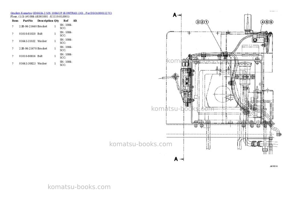 Komatsu gd663a-2 s/n 1084-up komtrax 3g , for dso Parts catalog cover