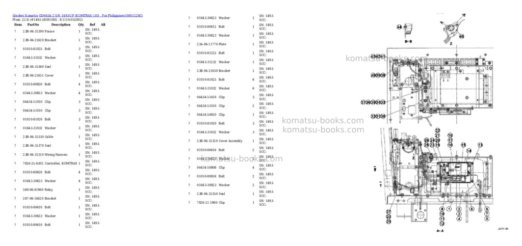 Komatsu gd663a-2 s/n 1493-up komtrax 3g , for philippines Parts catalog cover