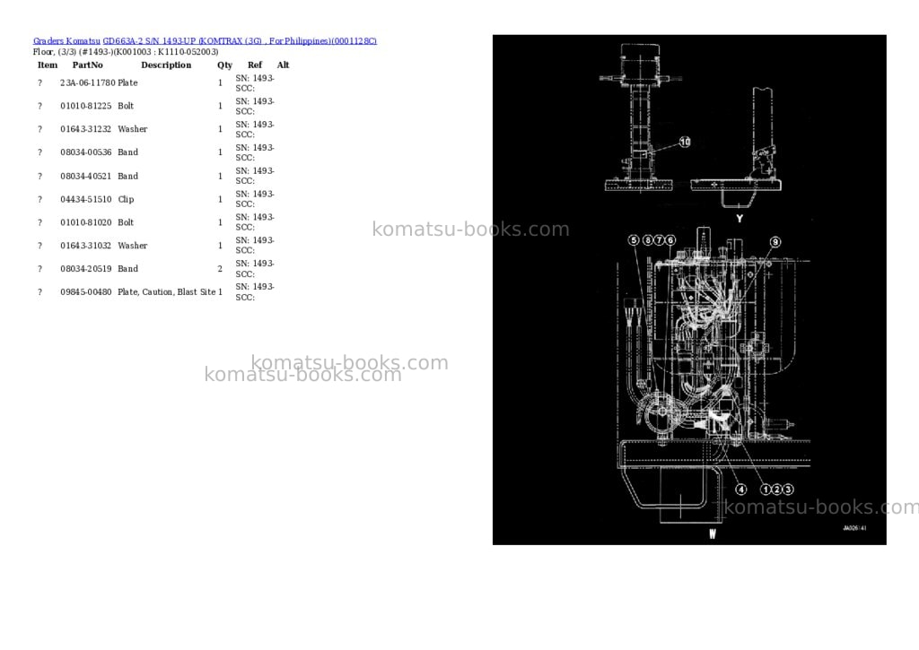 Komatsu gd663a-2 s/n 1493-up komtrax 3g , for philippines Parts catalog cover Page 2