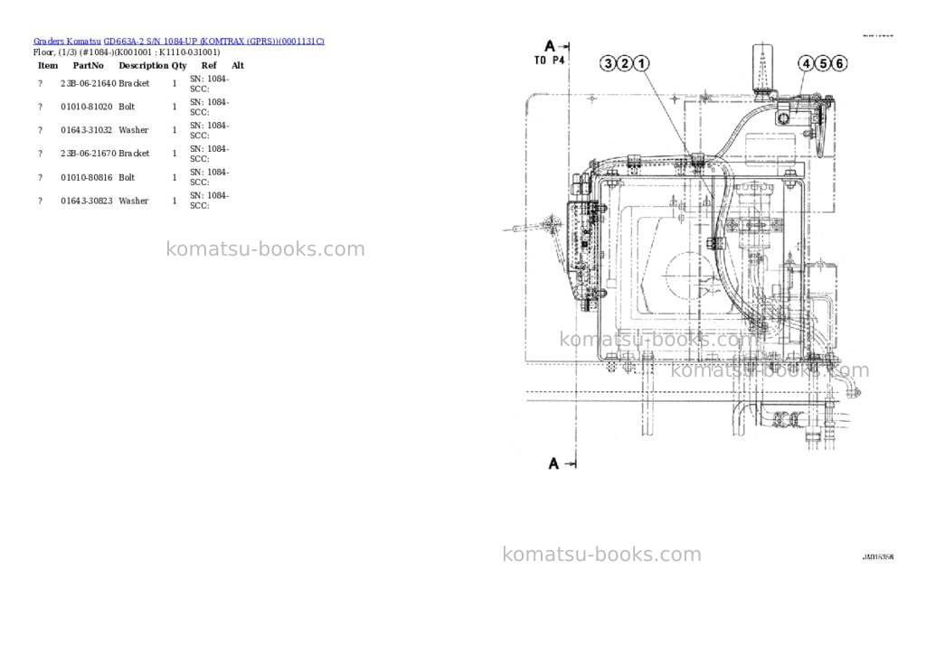Komatsu gd663a-2 s/n 1084-up komtrax gprs Parts catalog cover