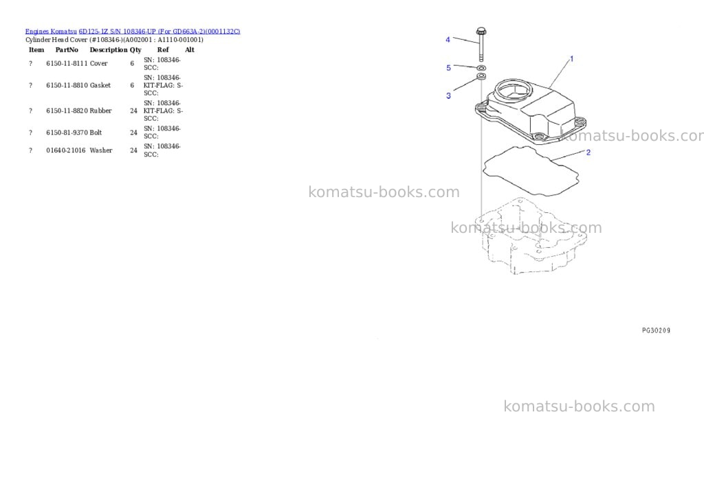 Komatsu 6d125-1z s/n 108346-up for gd663a-2 Parts catalog cover Page 2