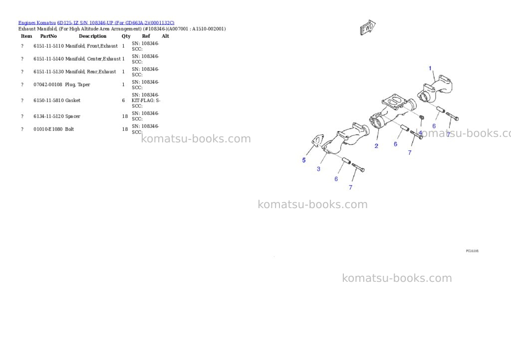 Komatsu 6d125-1z s/n 108346-up for gd663a-2 Parts catalog cover Page 7