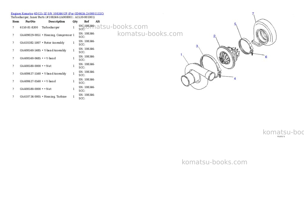 Komatsu 6d125-1z s/n 108346-up for gd663a-2 Parts catalog cover Page 8