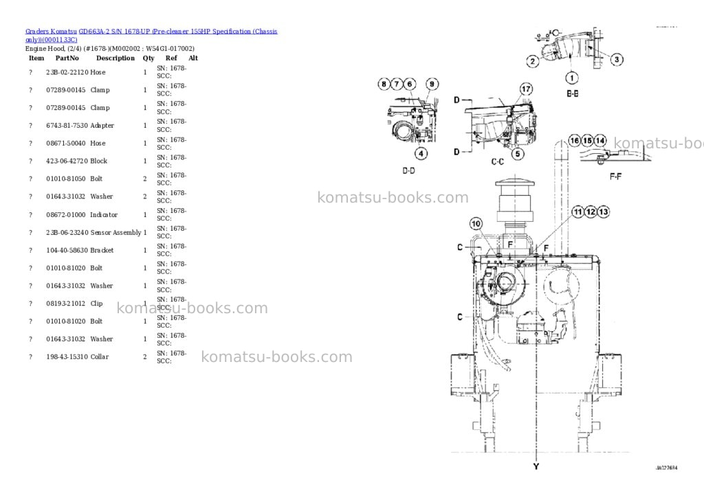 Komatsu gd663a-2 s/n 1678-up pre-cleaner 155hp chassis only Parts catalog cover Page 10