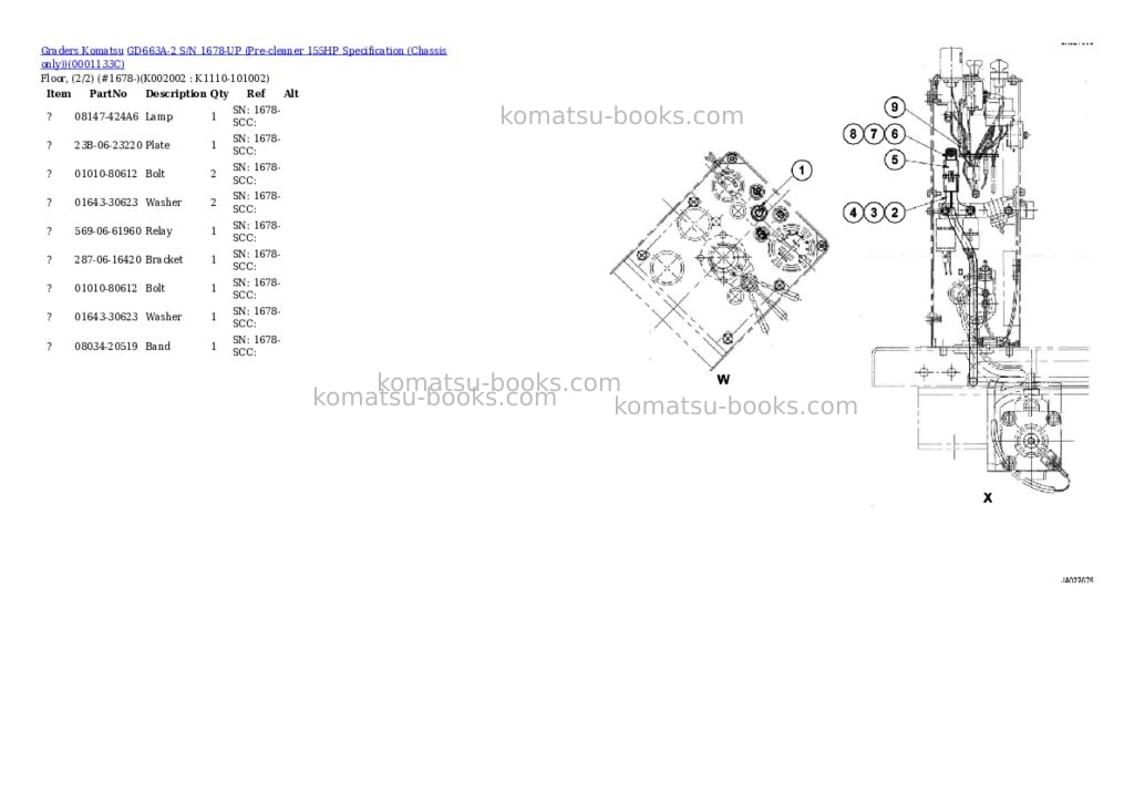 Komatsu gd663a-2 s/n 1678-up pre-cleaner 155hp chassis only Parts catalog cover Page 5