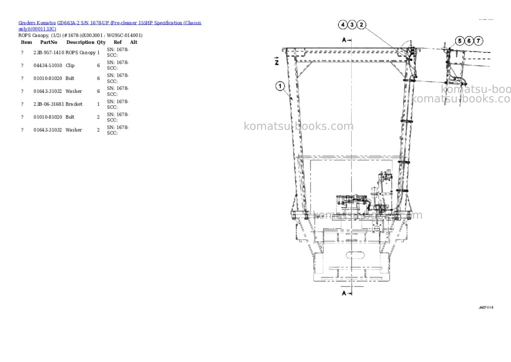 Komatsu gd663a-2 s/n 1678-up pre-cleaner 155hp chassis only Parts catalog cover Page 6