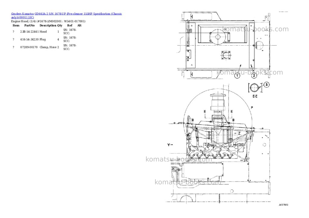 Komatsu gd663a-2 s/n 1678-up pre-cleaner 155hp chassis only Parts catalog cover Page 9