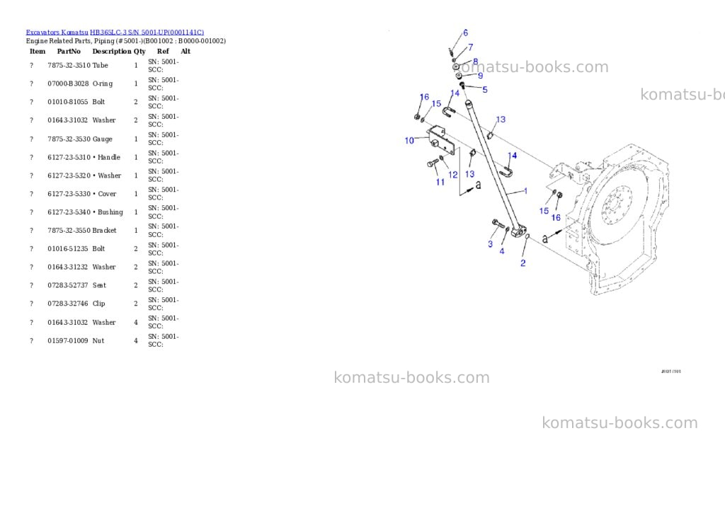 Komatsu HB365LC-3 S/N 5001-UP Parts catalog cover