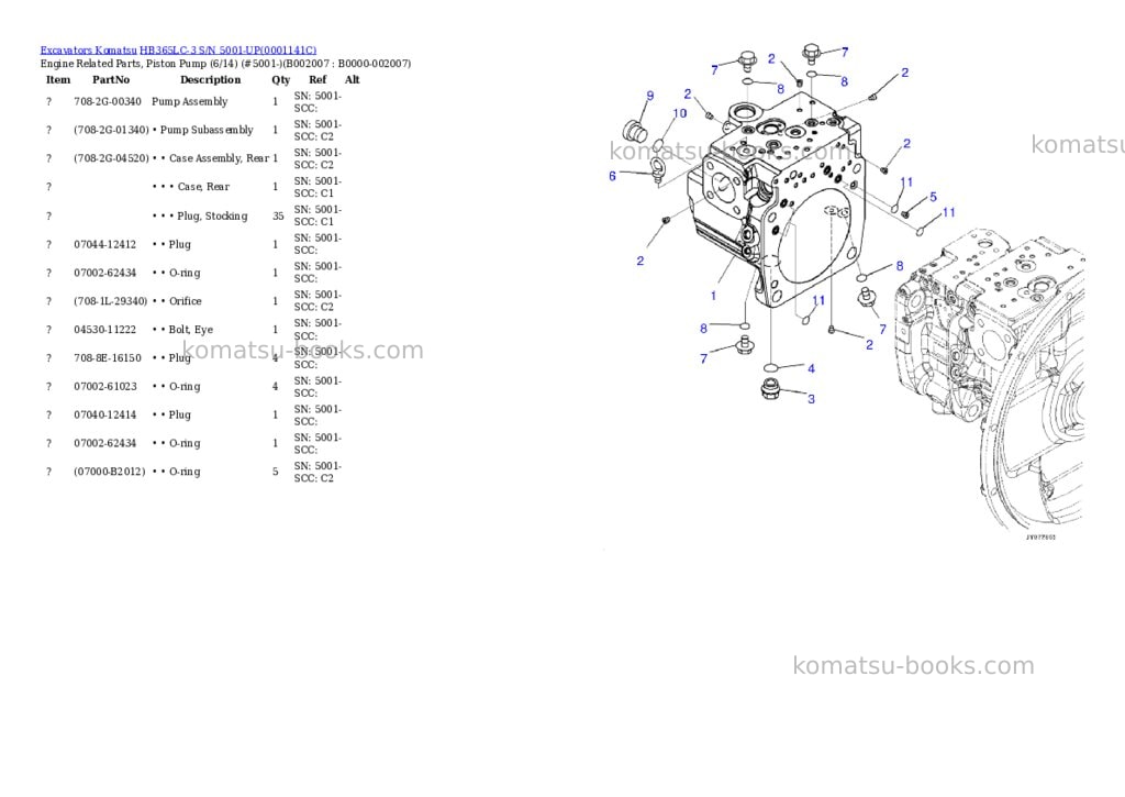Komatsu HB365LC-3 S/N 5001-UP Parts catalog cover Page 10