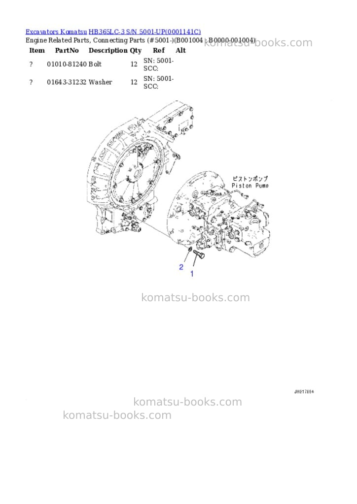 Komatsu HB365LC-3 S/N 5001-UP Parts catalog cover Page 3