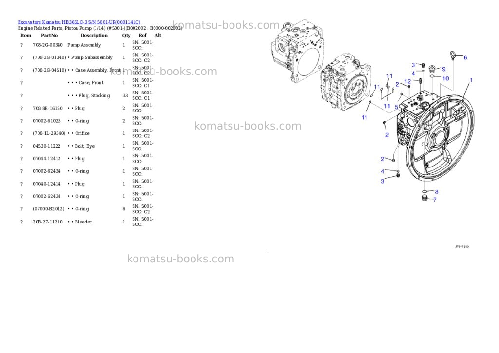 Komatsu HB365LC-3 S/N 5001-UP Parts catalog cover Page 5