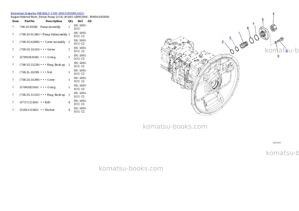 Komatsu HB365LC-3 S/N 5001-UP Parts catalog cover Page 9
