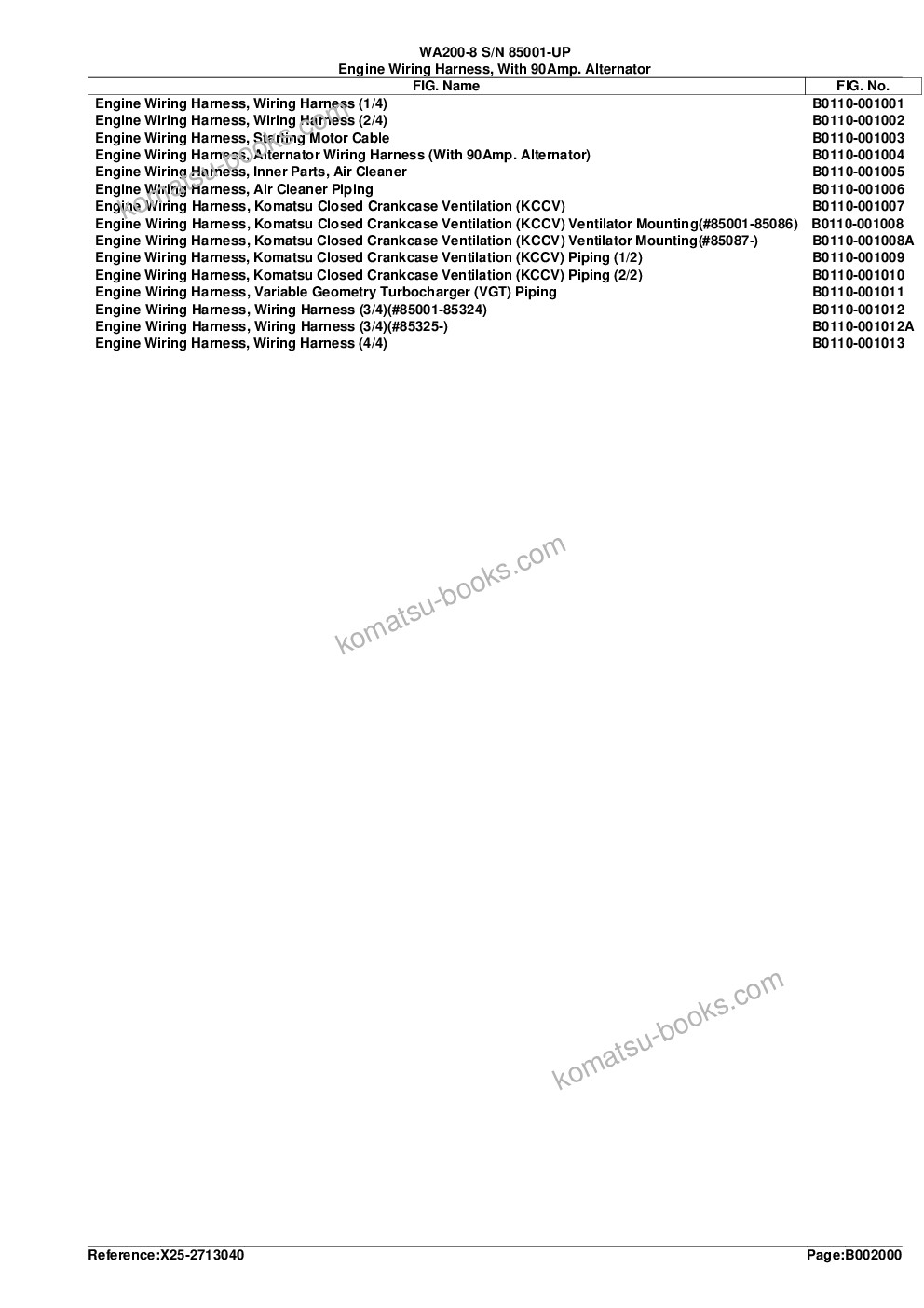 Komatsu wa200-8 s/n 85001-up Parts catalog cover Page 5