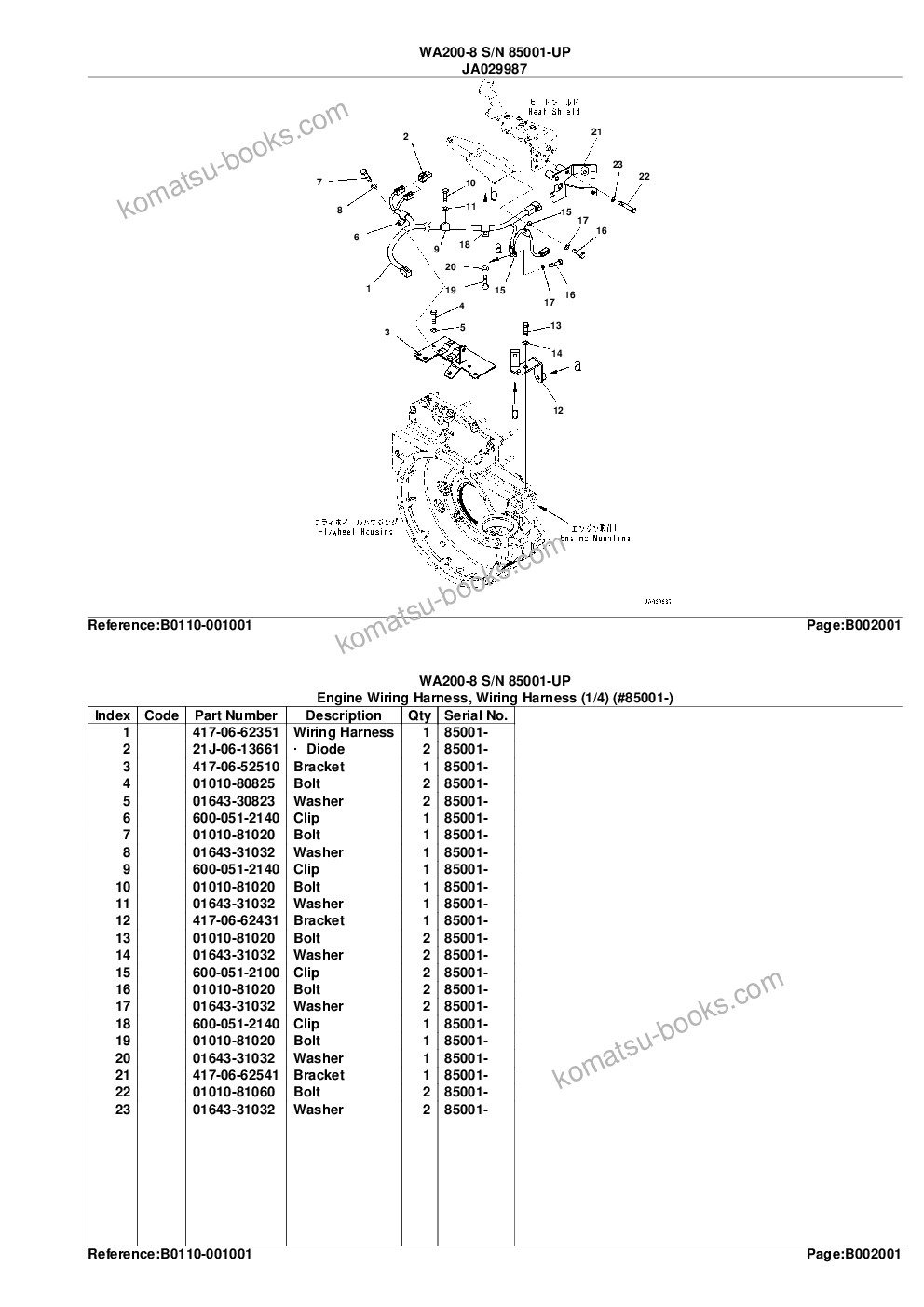 Komatsu wa200-8 s/n 85001-up Parts catalog cover Page 6