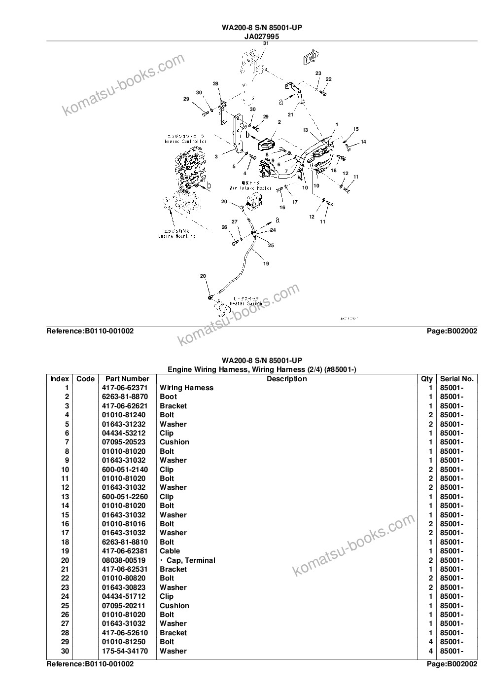 Komatsu wa200-8 s/n 85001-up Parts catalog cover Page 7