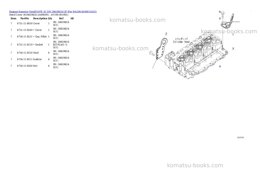 Komatsu saa4d107e-3c s/n 26659424-up for wa200-8 Parts catalog cover Page 3 Komatsu saa4d107e-3c s/n 26659424-up for wa200-8 Parts catalog cover Page 3