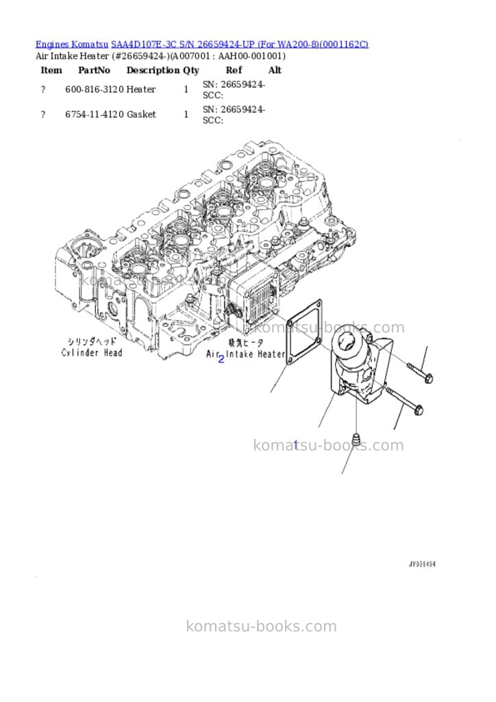 Komatsu saa4d107e-3c s/n 26659424-up for wa200-8 Parts catalog cover Page 6 Komatsu saa4d107e-3c s/n 26659424-up for wa200-8 Parts catalog cover Page 6
