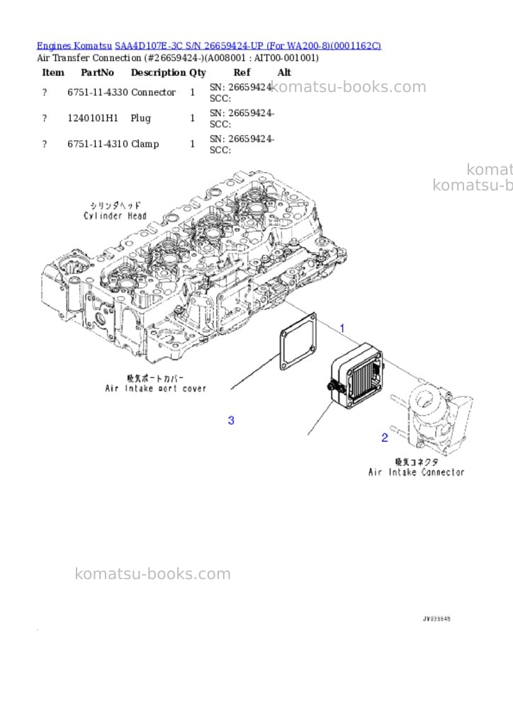 Komatsu saa4d107e-3c s/n 26659424-up for wa200-8 Parts catalog cover Page 7 Komatsu saa4d107e-3c s/n 26659424-up for wa200-8 Parts catalog cover Page 7