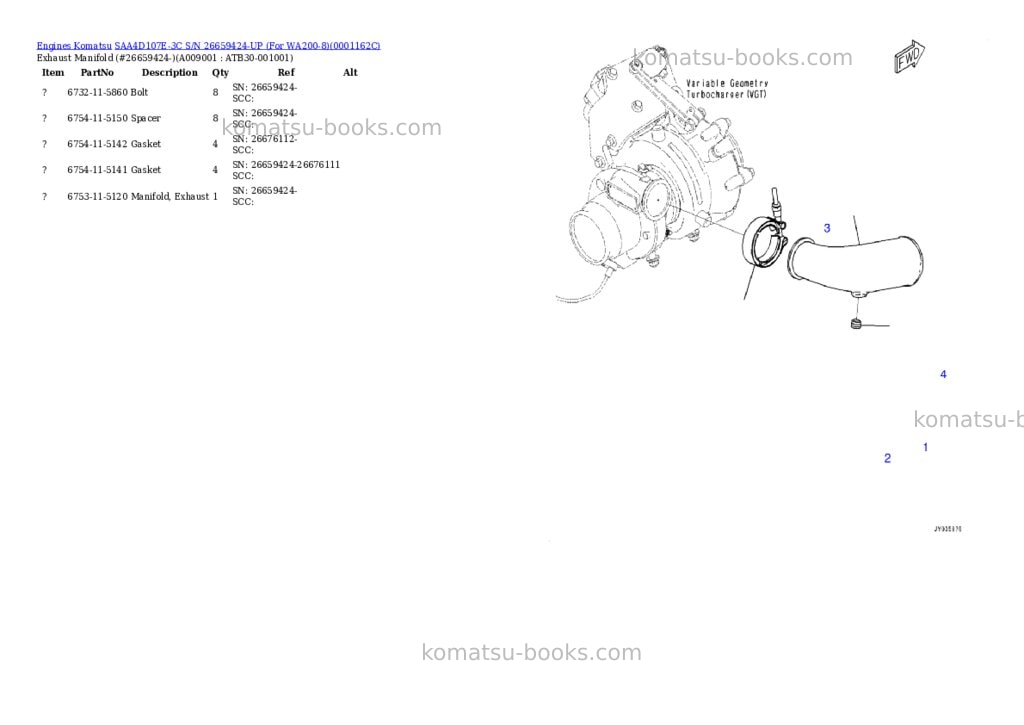 Komatsu saa4d107e-3c s/n 26659424-up for wa200-8 Parts catalog cover Page 8 Komatsu saa4d107e-3c s/n 26659424-up for wa200-8 Parts catalog cover Page 8