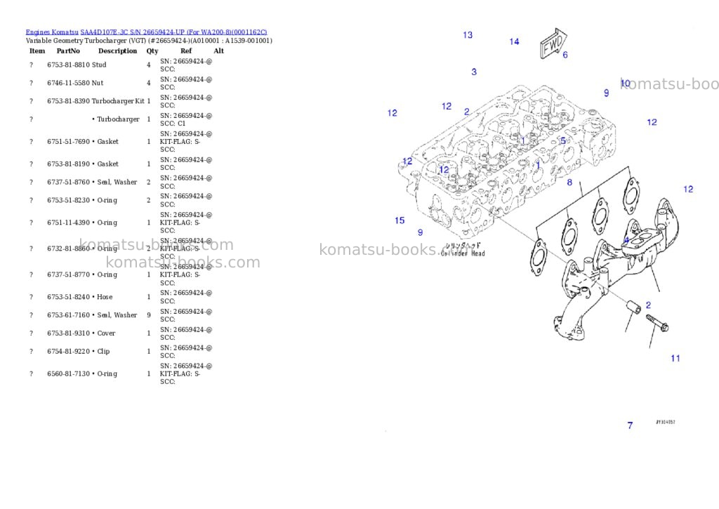 Komatsu saa4d107e-3c s/n 26659424-up for wa200-8 Parts catalog cover Page 9 Komatsu saa4d107e-3c s/n 26659424-up for wa200-8 Parts catalog cover Page 9