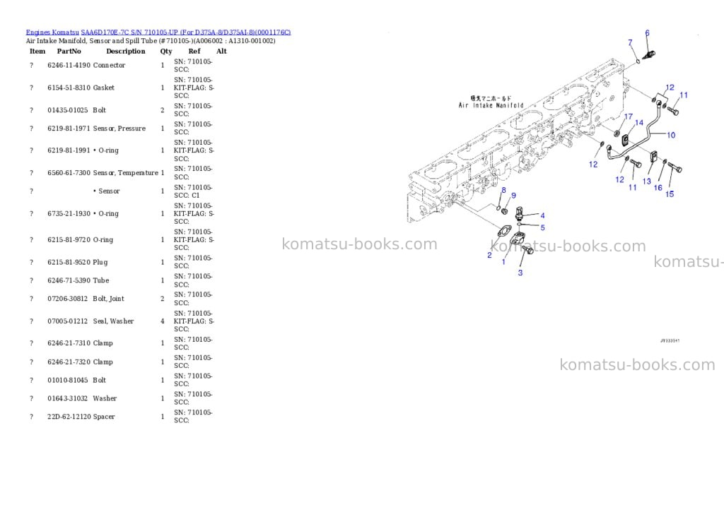 Komatsu saa6d170e-7c s/n 710105-up for d375a-8/d375ai-8 Parts catalog cover Page 6
