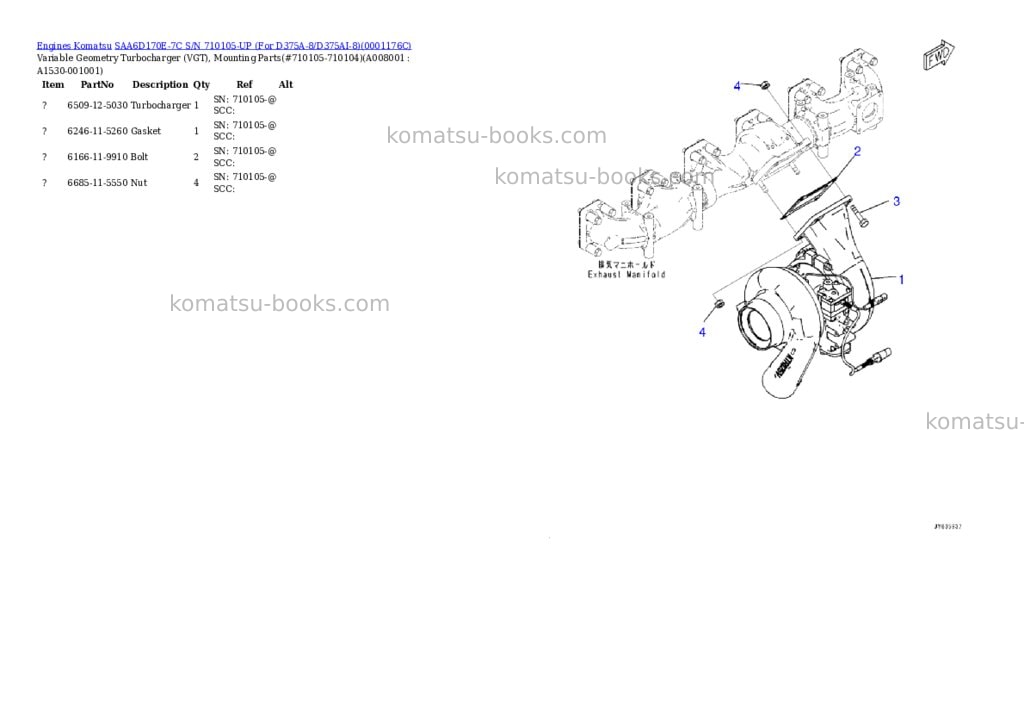 Komatsu saa6d170e-7c s/n 710105-up for d375a-8/d375ai-8 Parts catalog cover Page 8