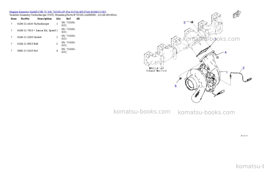 Komatsu saa6d170e-7c s/n 710105-up for d375a-8/d375ai-8 Parts catalog cover Page 9