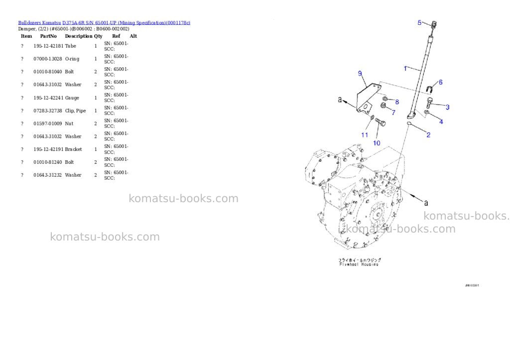 Komatsu D375A-6R S/N 65001-UP (Mining Specification) Parts catalog cover Page 10