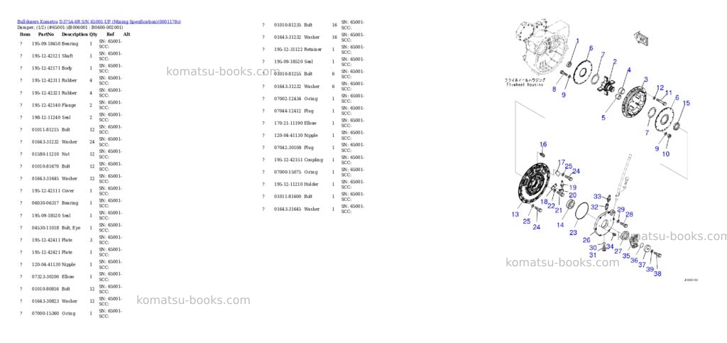 Komatsu D375A-6R S/N 65001-UP (Mining Specification) Parts catalog cover Page 9