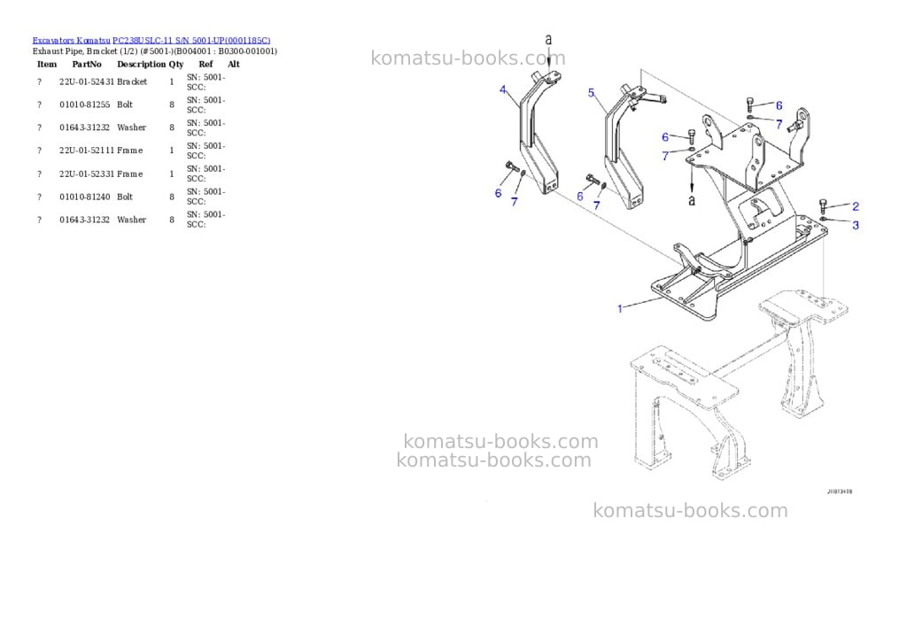Komatsu pc238uslc-11 s/n 5001-up Parts catalog cover Page 6 Komatsu pc238uslc-11 s/n 5001-up Parts catalog cover Page 6